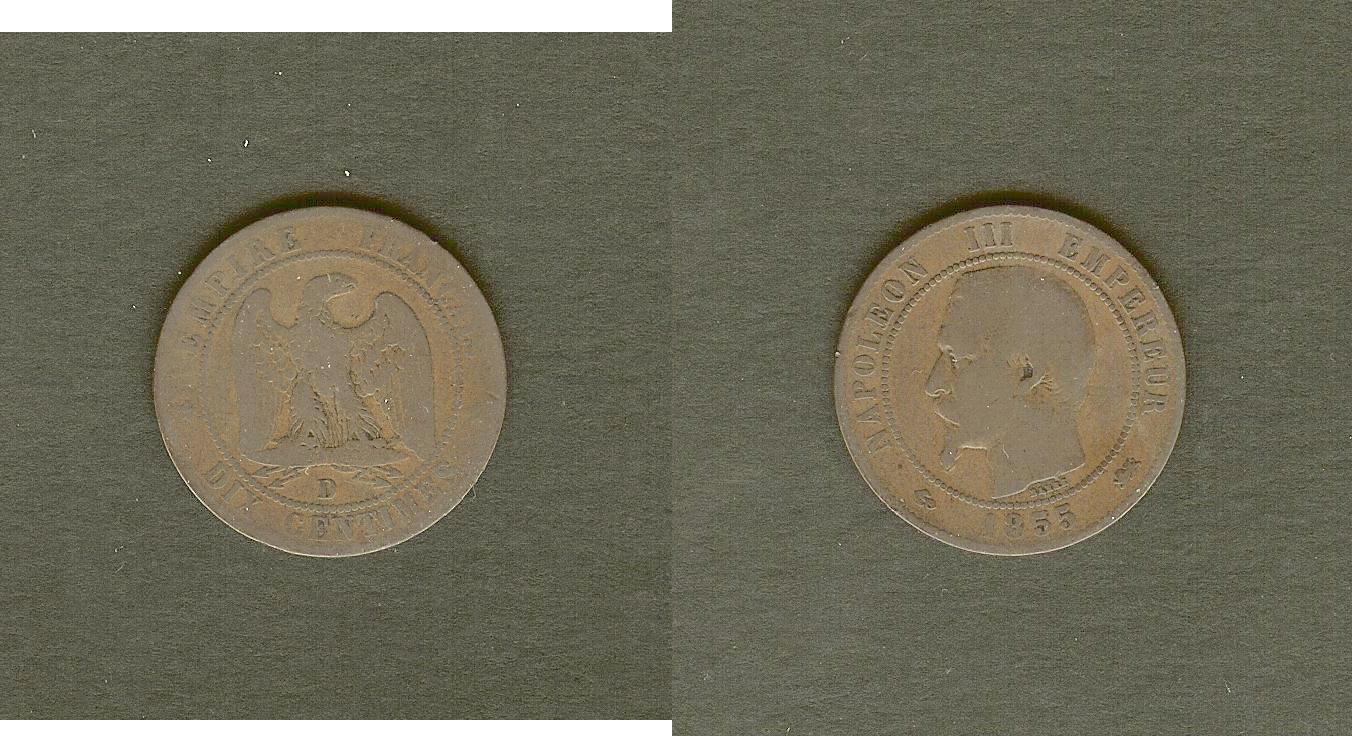 10 centimes Napoleon III 1855D F